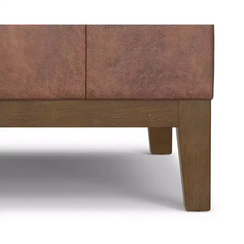 Ottoman de rangement carré de 91 cm de large en similicuir végétalien, repose-pieds de salon contemporain