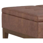 Ottoman de rangement carré de 91 cm de large en similicuir végétalien, repose-pieds de salon contemporain