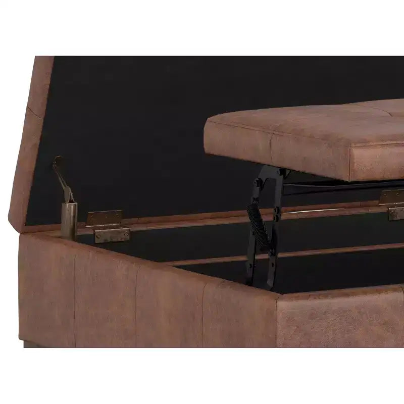 Ottoman de rangement carré de 91 cm de large en similicuir végétalien, repose-pieds de salon contemporain