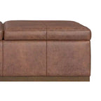 Ottoman de rangement carré de 91 cm de large en similicuir végétalien, repose-pieds de salon contemporain