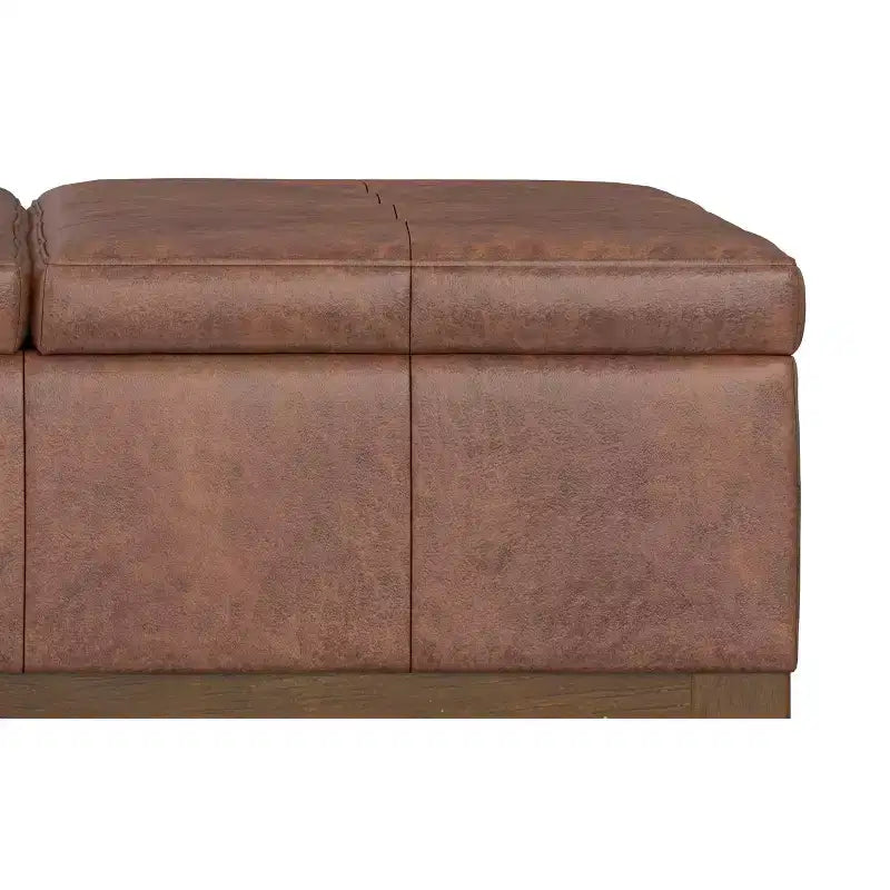 Ottoman de rangement carré de 91 cm de large en similicuir végétalien, repose-pieds de salon contemporain
