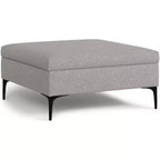 Lilah 36 inch Wide Contemporary Square Mid Century Coffee Table Storage Ottoman with Lift Up Lid in Polyester Linen