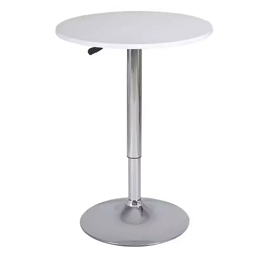 HomeRoots 24 White and Silver Rounded Wood and Iron Bar Table