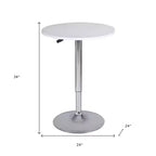 Table de bar 24" en bois et fer, blanc et argent, à bords arrondis