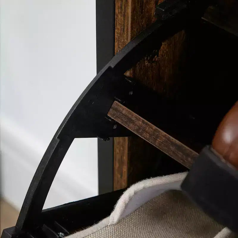 Meuble à chaussures industriel avec 2 tiroirs basculants, meuble de rangement pour 12 paires de chaussures, étagère à chaussures étroite et mince pour l'entrée, le couloir