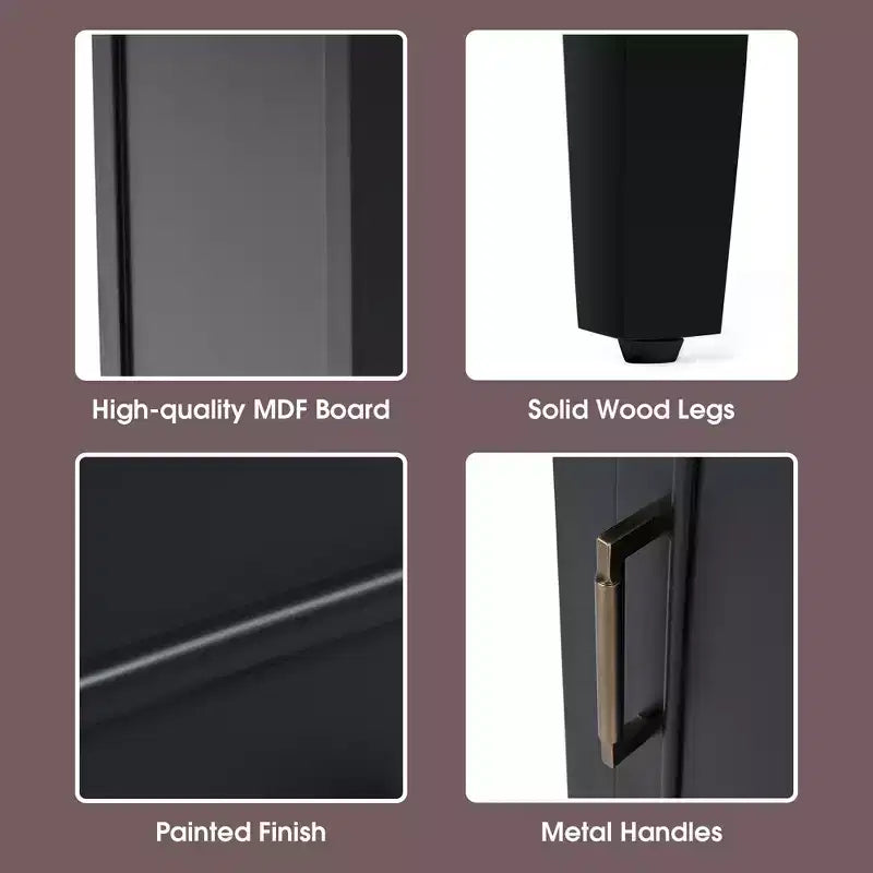 Meuble-lavabo de salle de bain compact avec rangement, meuble de salle de bain en bois avec tiroirs et porte, noir