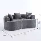 Canapé nuage moderne en chenille en forme de croissant avec oreillers, assise profonde, salon et chambre à coucher
