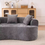 Canapé nuage moderne en chenille en forme de croissant avec oreillers, assise profonde, salon et chambre à coucher
