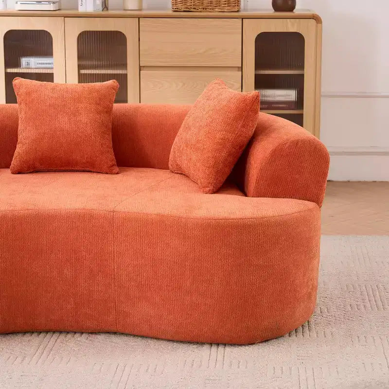 Canapé nuage moderne en chenille en forme de croissant avec oreillers, assise profonde, salon et chambre à coucher