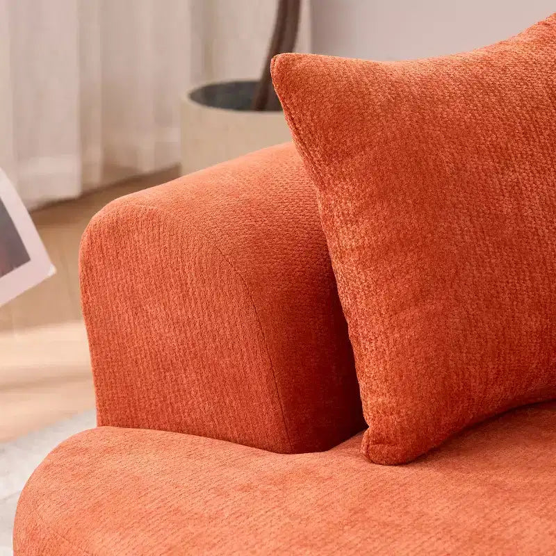 Canapé nuage moderne en chenille en forme de croissant avec oreillers, assise profonde, salon et chambre à coucher