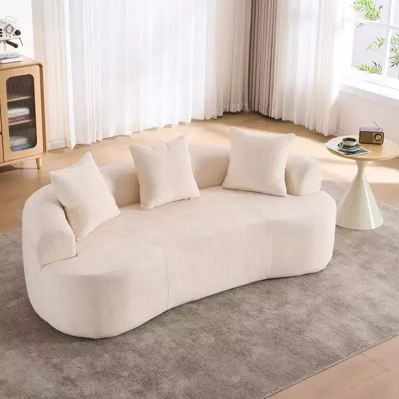 Canapé nuage moderne en chenille en forme de croissant avec oreillers, assise profonde, salon et chambre à coucher