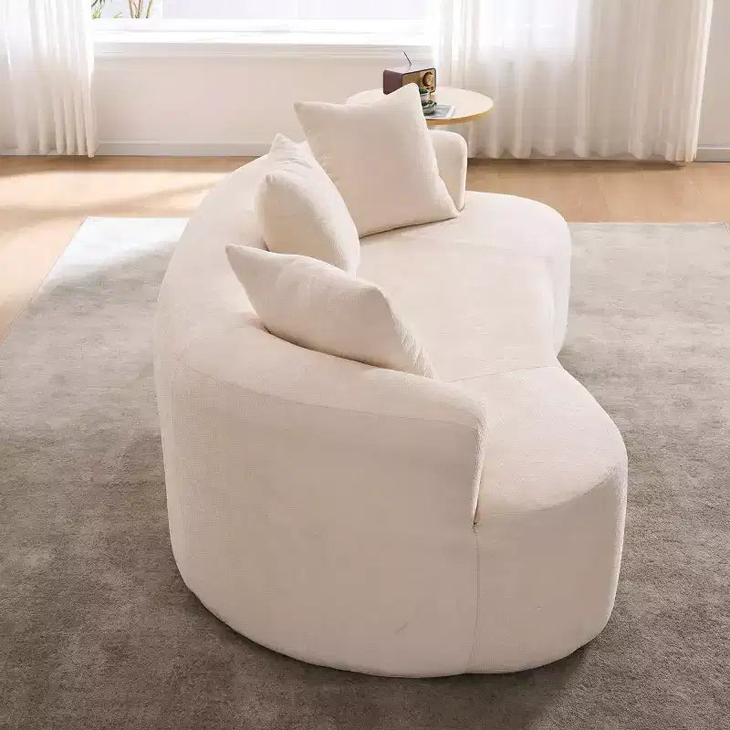 Canapé nuage moderne en chenille en forme de croissant avec oreillers, assise profonde, salon et chambre à coucher