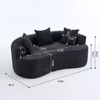 Canapé nuage moderne en chenille en forme de croissant avec oreillers, assise profonde, salon et chambre à coucher