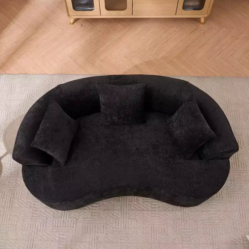 Canapé nuage moderne en chenille en forme de croissant avec oreillers, assise profonde, salon et chambre à coucher