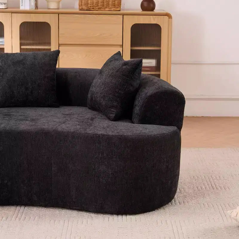 Canapé nuage moderne en chenille en forme de croissant avec oreillers, assise profonde, salon et chambre à coucher