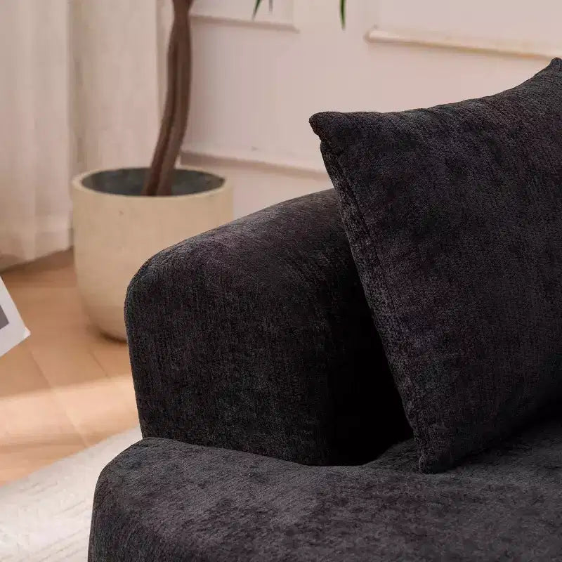 Canapé nuage moderne en chenille en forme de croissant avec oreillers, assise profonde, salon et chambre à coucher