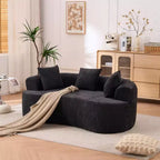 Modern Crescent-Shaped Sofa with Pillows, Chenille Deep-Seat Cloud Couch for Living Room or Bedroom, Apartment-Panipeachy