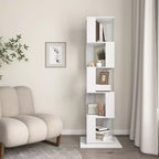 Bibliothèque rotative à 6 niveaux à 360°, étagère étroite en bois avec panneaux en acrylique, organiseur de sol pour chambre, salon, bureau