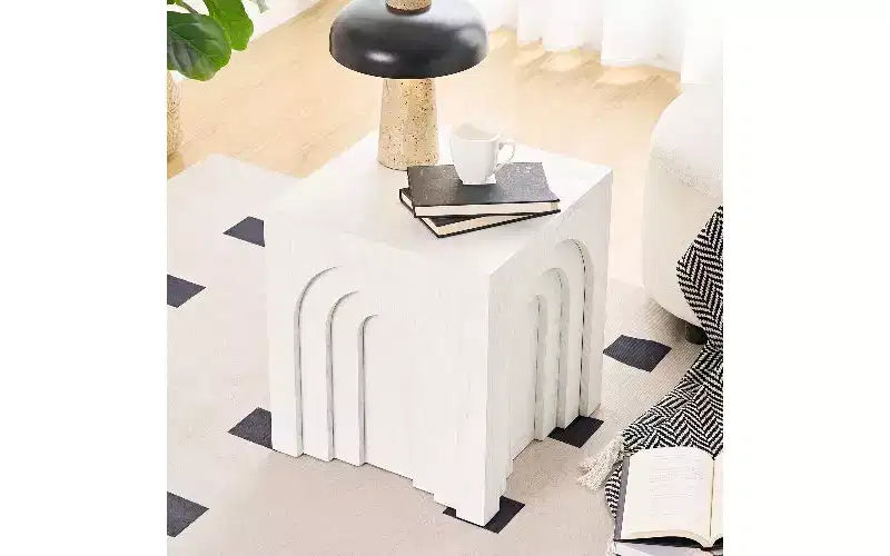 Table d'appoint carrée moderne, table d'appoint en MDF pour salon et chambre à coucher