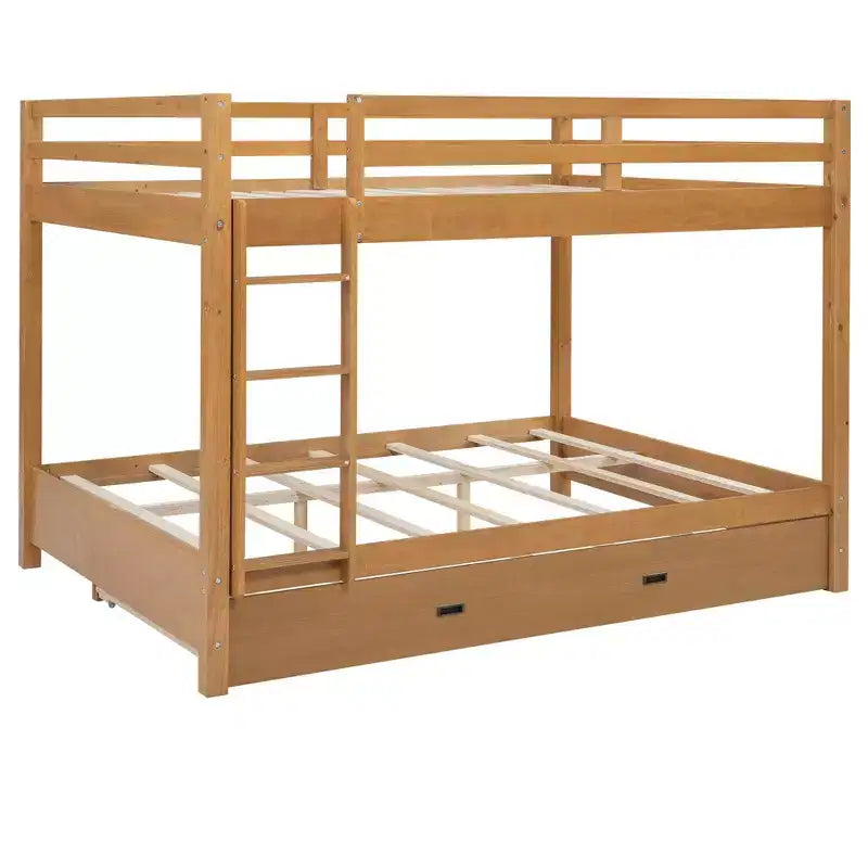 Lit superposé en bois Queen Size avec lit gigogne pour chambre d'enfant et appartement