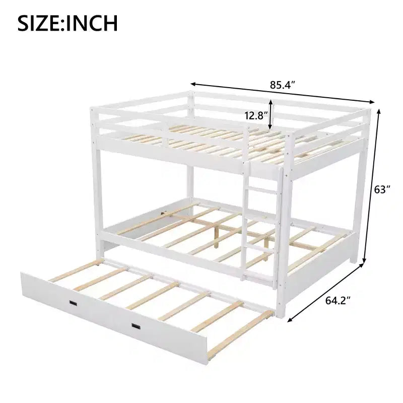 Lit superposé en bois Queen Size avec lit gigogne pour chambre d'enfant et appartement