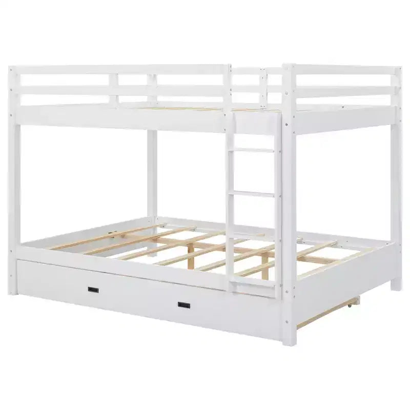 Lit superposé en bois Queen Size avec lit gigogne pour chambre d'enfant et appartement