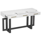 Console Table Artistique Moderne avec 3 Tiroirs, Pieds Croisés, pour Entrée et Salon