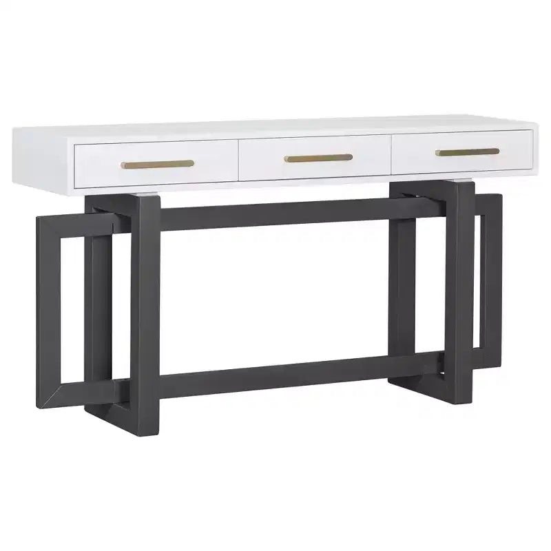 Console Table Artistique Moderne avec 3 Tiroirs, Pieds Croisés, pour Entrée et Salon