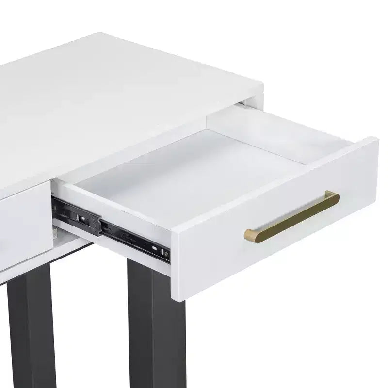 Console Table Artistique Moderne avec 3 Tiroirs, Pieds Croisés, pour Entrée et Salon