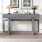 Console Table Artistique Moderne avec 3 Tiroirs, Pieds Croisés, pour Entrée et Salon