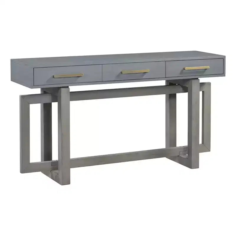 Console Table Artistique Moderne avec 3 Tiroirs, Pieds Croisés, pour Entrée et Salon