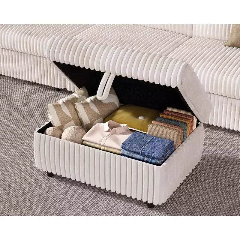Canapé d'angle modulaire en velours côtelé avec housses lavables