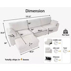 Canapé d'angle modulaire en velours côtelé avec housses lavables
