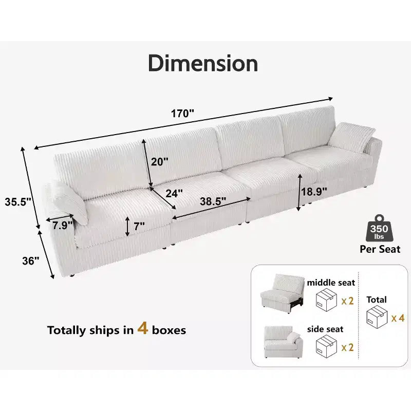 Canapé d'angle modulaire en velours côtelé avec housses lavables