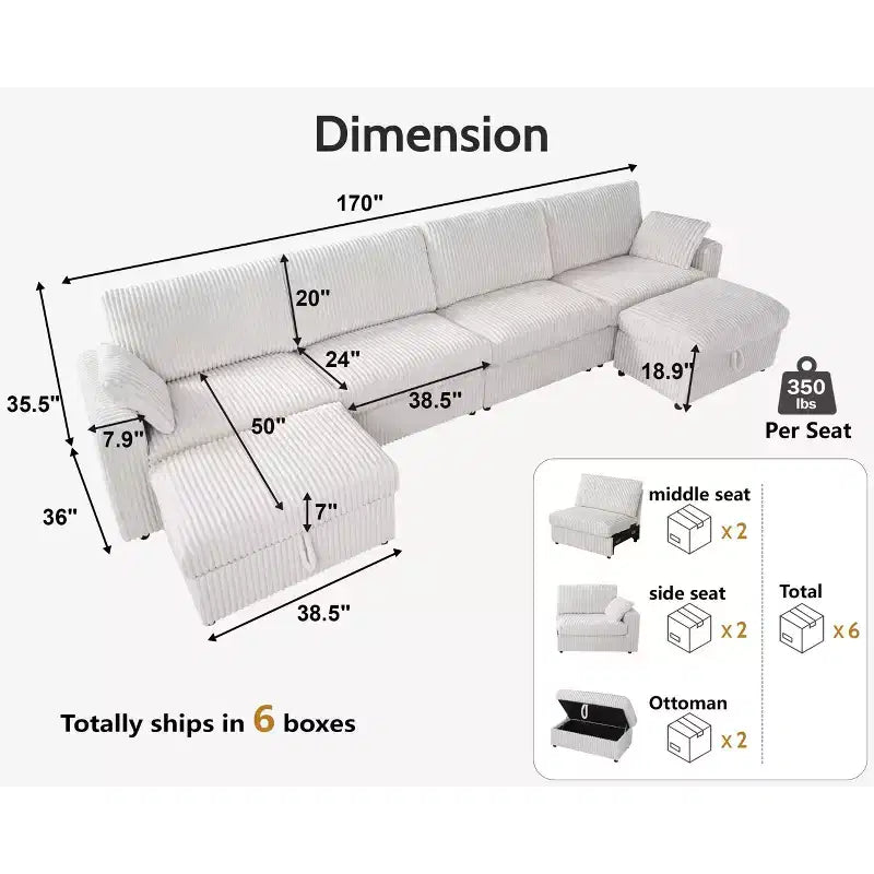 Canapé d'angle modulaire en velours côtelé avec housses lavables
