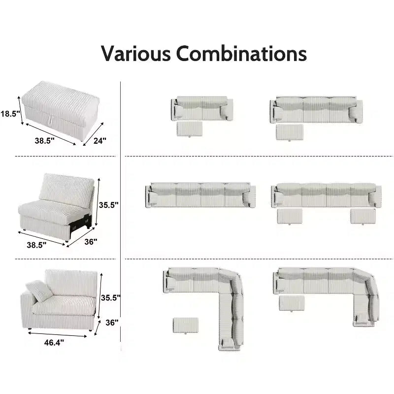 Canapé d'angle modulaire en velours côtelé avec housses lavables