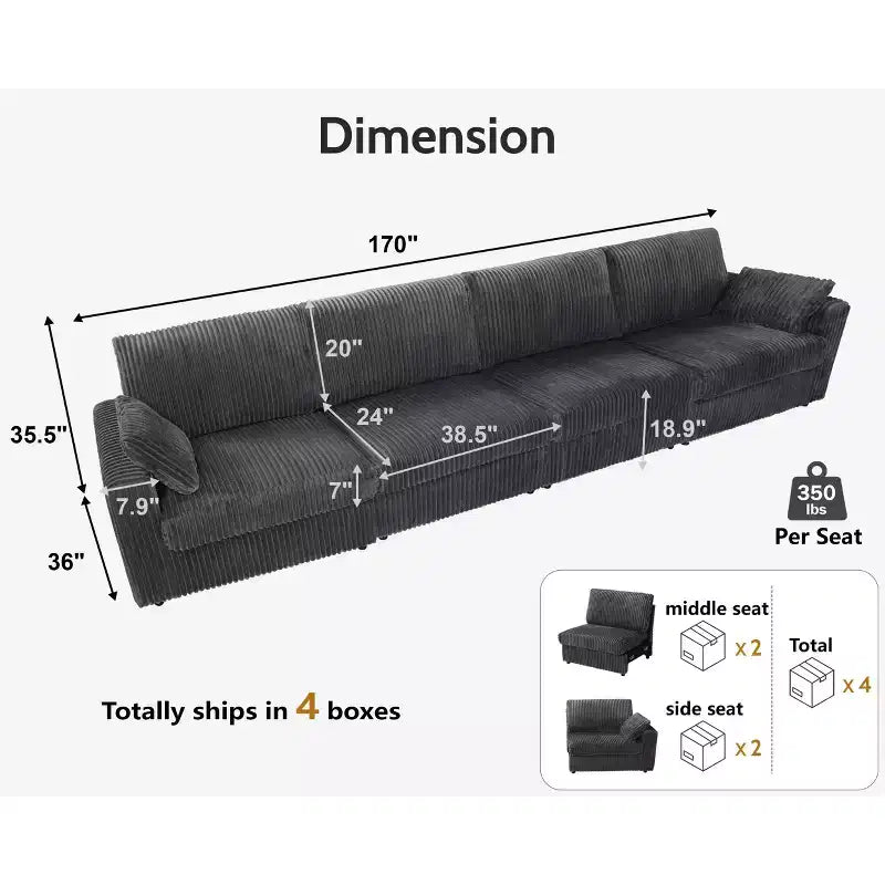 Canapé d'angle modulaire en velours côtelé avec housses lavables