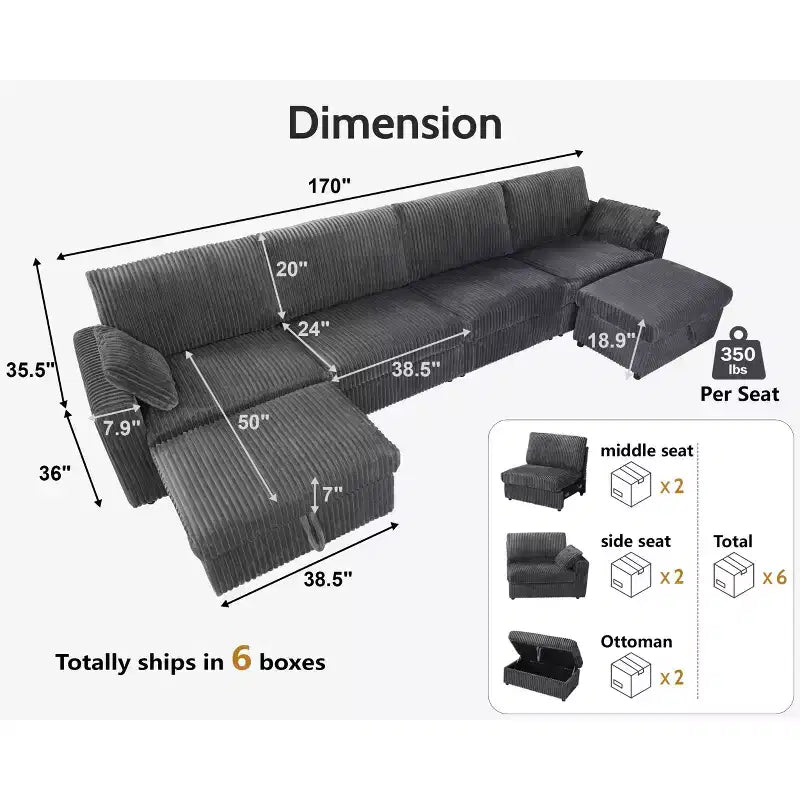 Canapé d'angle modulaire en velours côtelé avec housses lavables