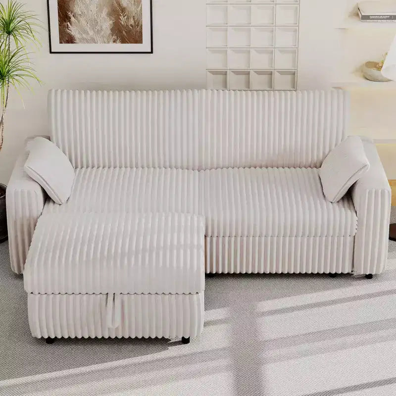 Canapé d'angle modulaire en velours côtelé avec housses lavables