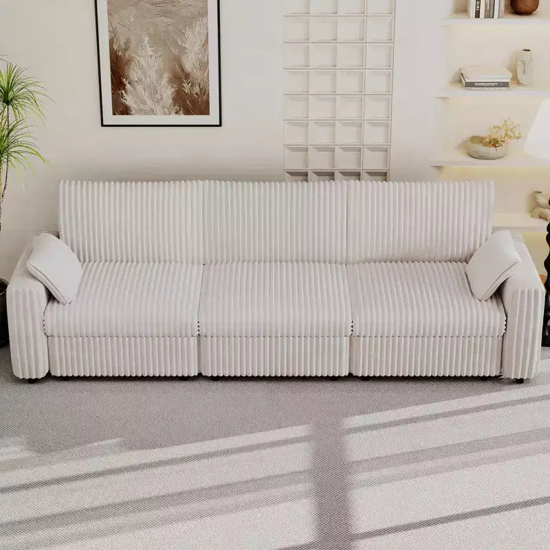 Canapé d'angle modulaire en velours côtelé avec housses lavables