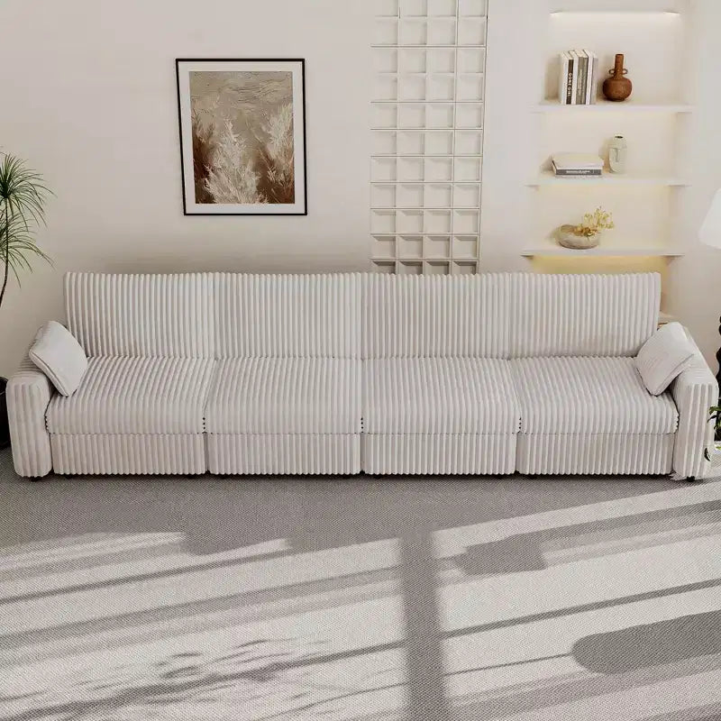 Canapé d'angle modulaire en velours côtelé avec housses lavables