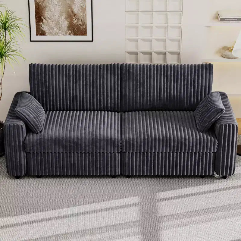 Canapé d'angle modulaire en velours côtelé avec housses lavables