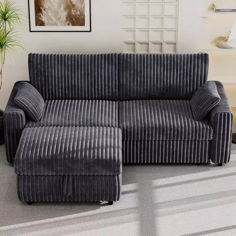 Canapé d'angle modulaire en velours côtelé avec housses lavables