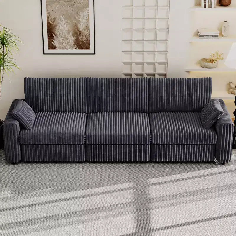 Canapé d'angle modulaire en velours côtelé avec housses lavables
