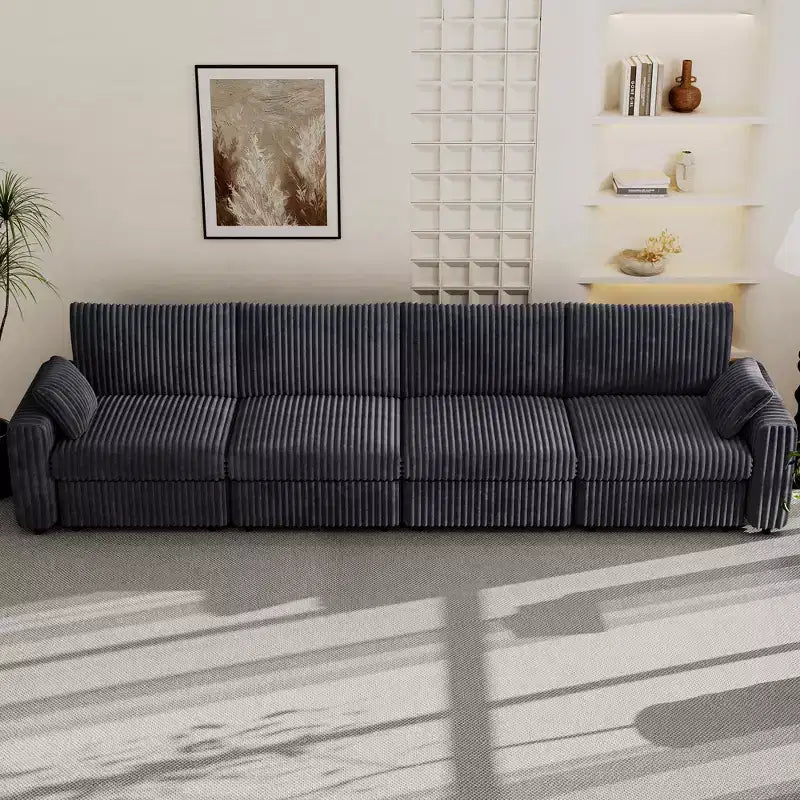Canapé d'angle modulaire en velours côtelé avec housses lavables