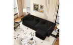 Canapé 3 places en velours avec pouf mobile, canapé-lit gigogne 3-en-1, taille King Size, noir