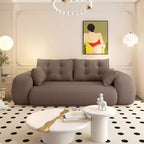 MAYEERTY 78.7 Multifunctional Foldable Sofa Bed, 3-in-1 Teddy Fabric Foam Filled Sleepder Sofa Bed Brown