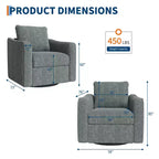 Fauteuil pivotant à 360°, design moderne avec dossier haut, fauteuil de lecture en lin pour salon