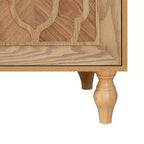 63 Grande Armoire de Rangement avec Poignées Métalliques, Portes Sculptées Florales, Buffet Console Moderne en Bois avec Étagères Réglables