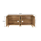 63 Grande Armoire de Rangement avec Poignées Métalliques, Portes Sculptées Florales, Buffet Console Moderne en Bois avec Étagères Réglables